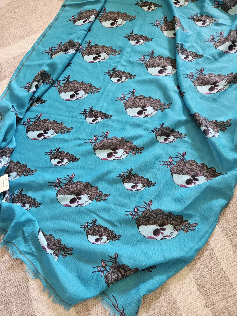 Alexander McQueen Turquoise Skull Scarf